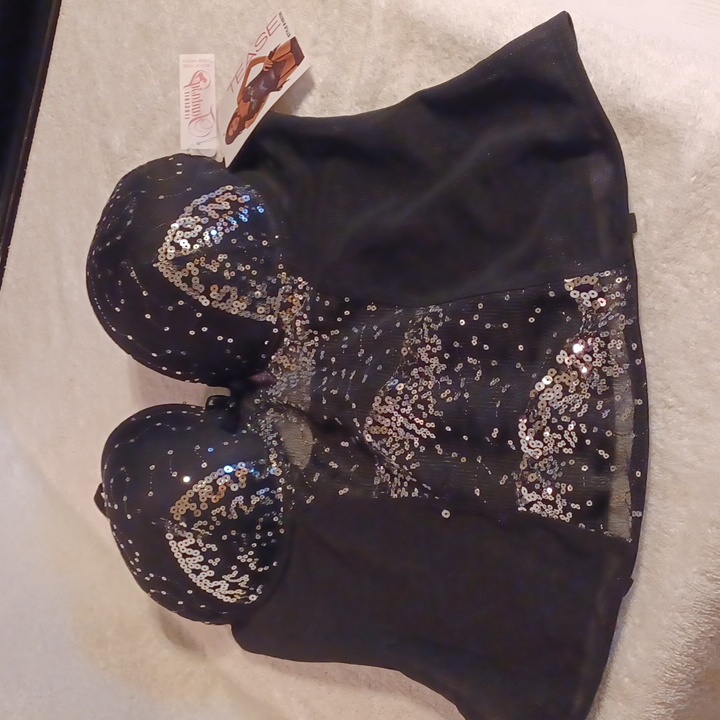 Fantasy Lingerie Sequin Bustier Black Size Large Xlarge